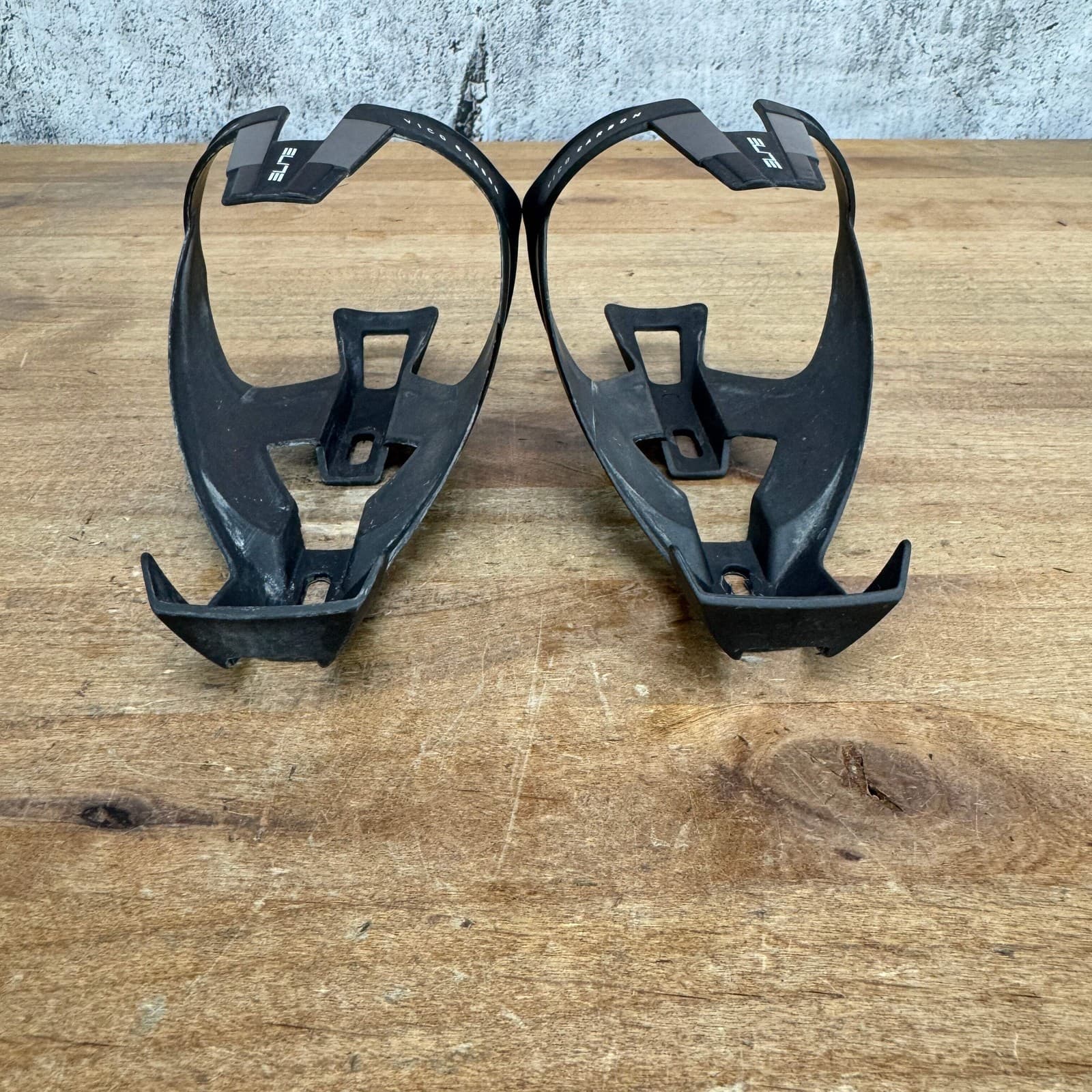 Low Mile! Elite Vico Carbon Pair Black Bike Water Bottle Cages 49g 5