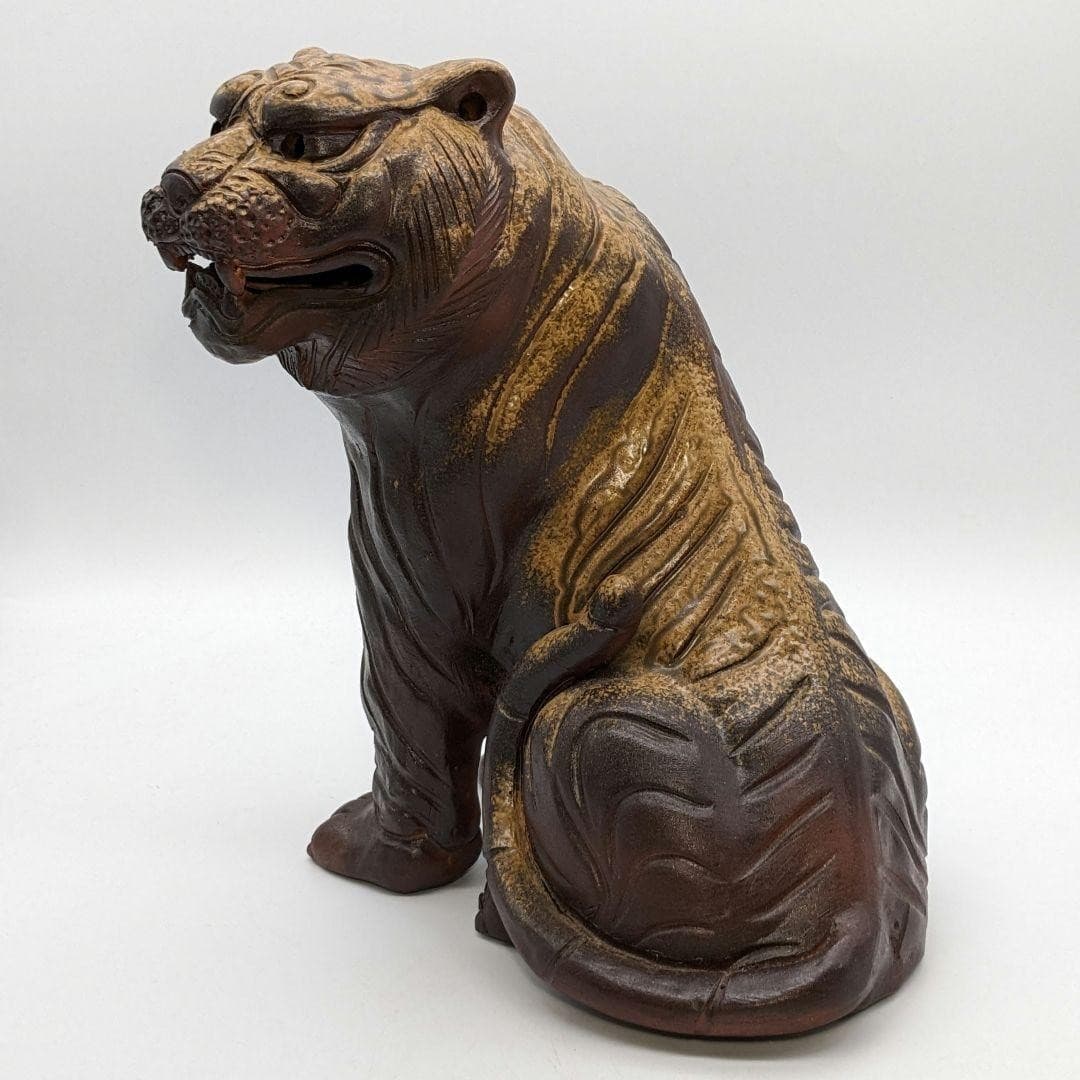 Hidehide Yoshinobu Bizen Ware Tiger Figurine Ceramic Ornament Lucky Charm Japan 2