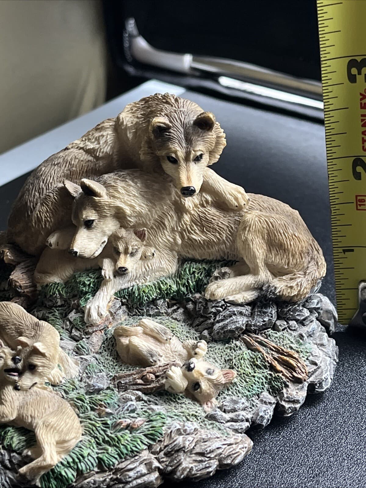 Rare - Original - Living Stone - Wolf Treasures Moments Wolf Cubs Pups Playing 3