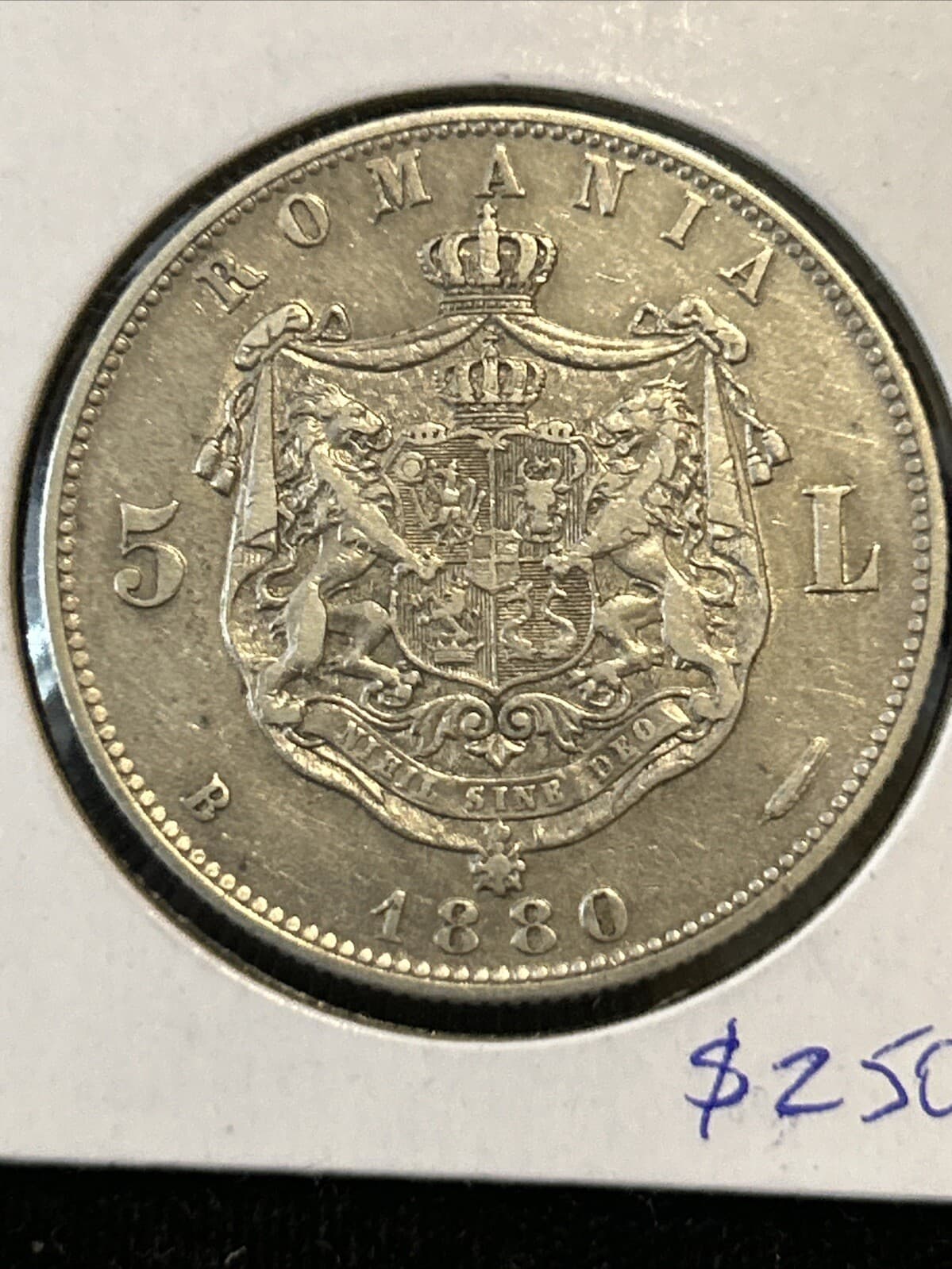 1880-B Romania 5 Lei Name Near Bust 4