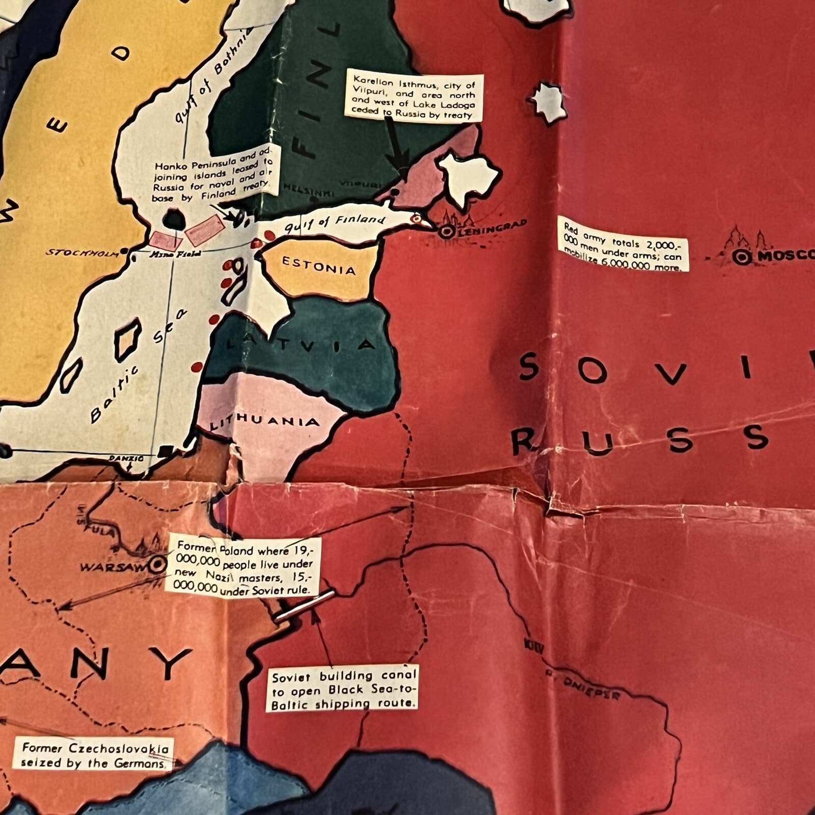 RARE WWII 1940 LOS ANGELES TIMES FULL-COLOR FRONT PAGE EUROPE MAP GERMANY ATTACK 4