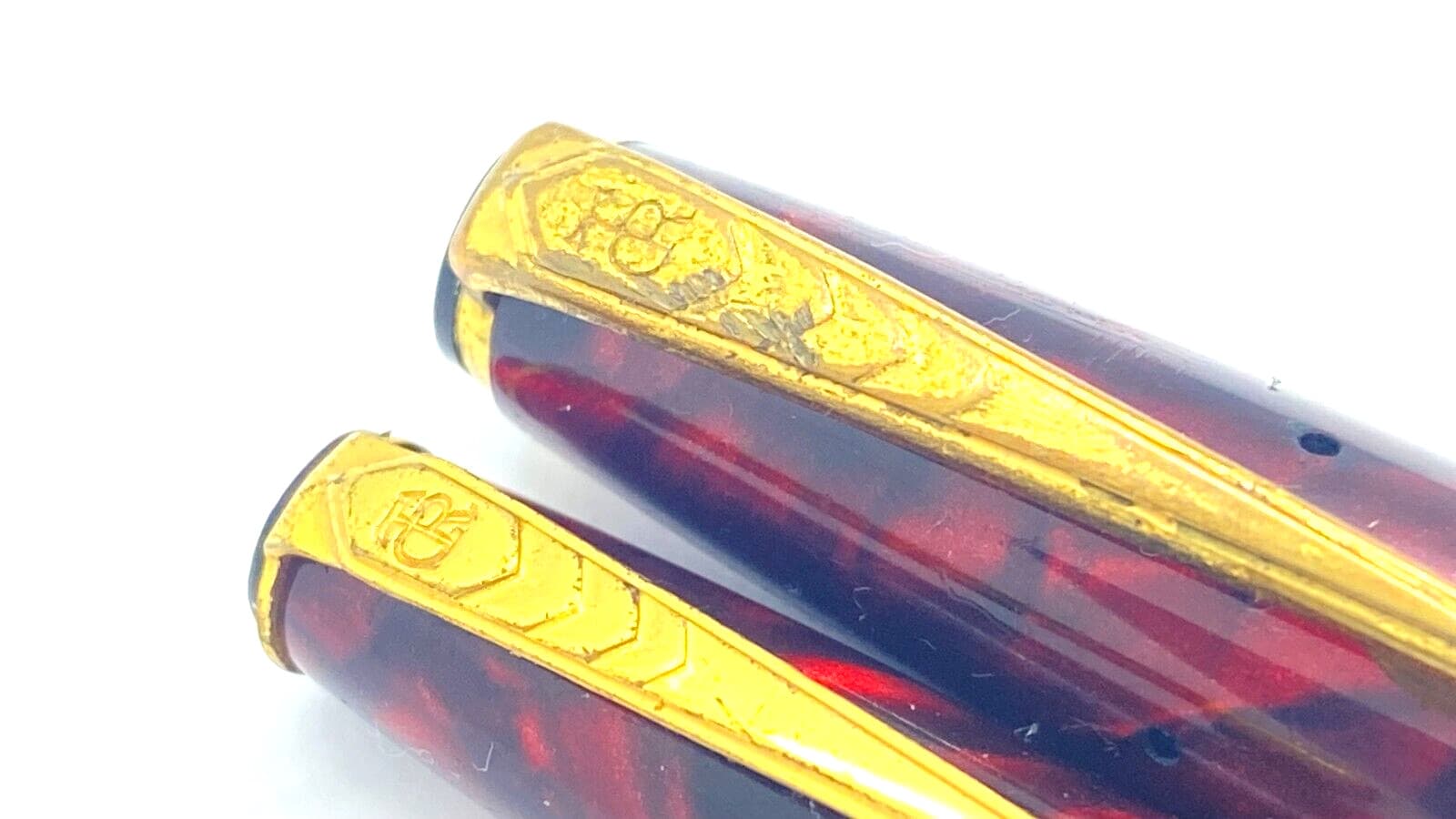 VINTAGE ONOTO JUNIOR FOUNTAIN PEN AND PENCIL SET IN BRIGHT RED 14K MEDIUM NIB 3
