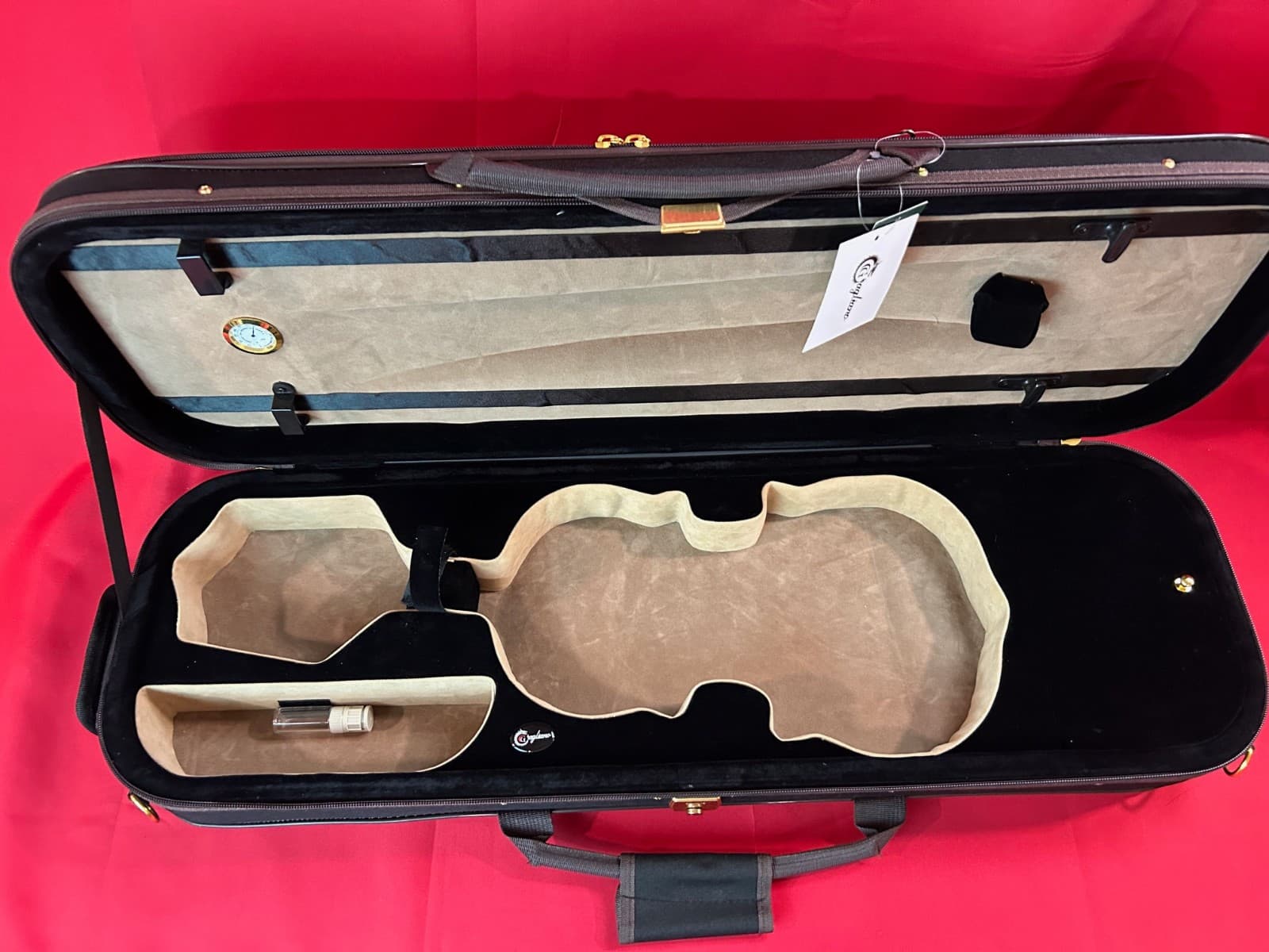 Gagliano Oblong DeLuxe Violin Case 4/4  - Subway Handel/Humidifer Black/Beige 6