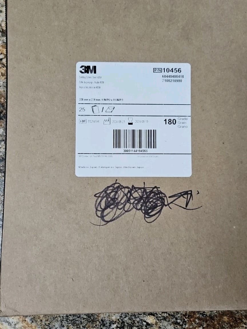 3M Brand 10456 Sanding Screen Sheets 483W 180 Grade 9" x 11" - 25 count pack