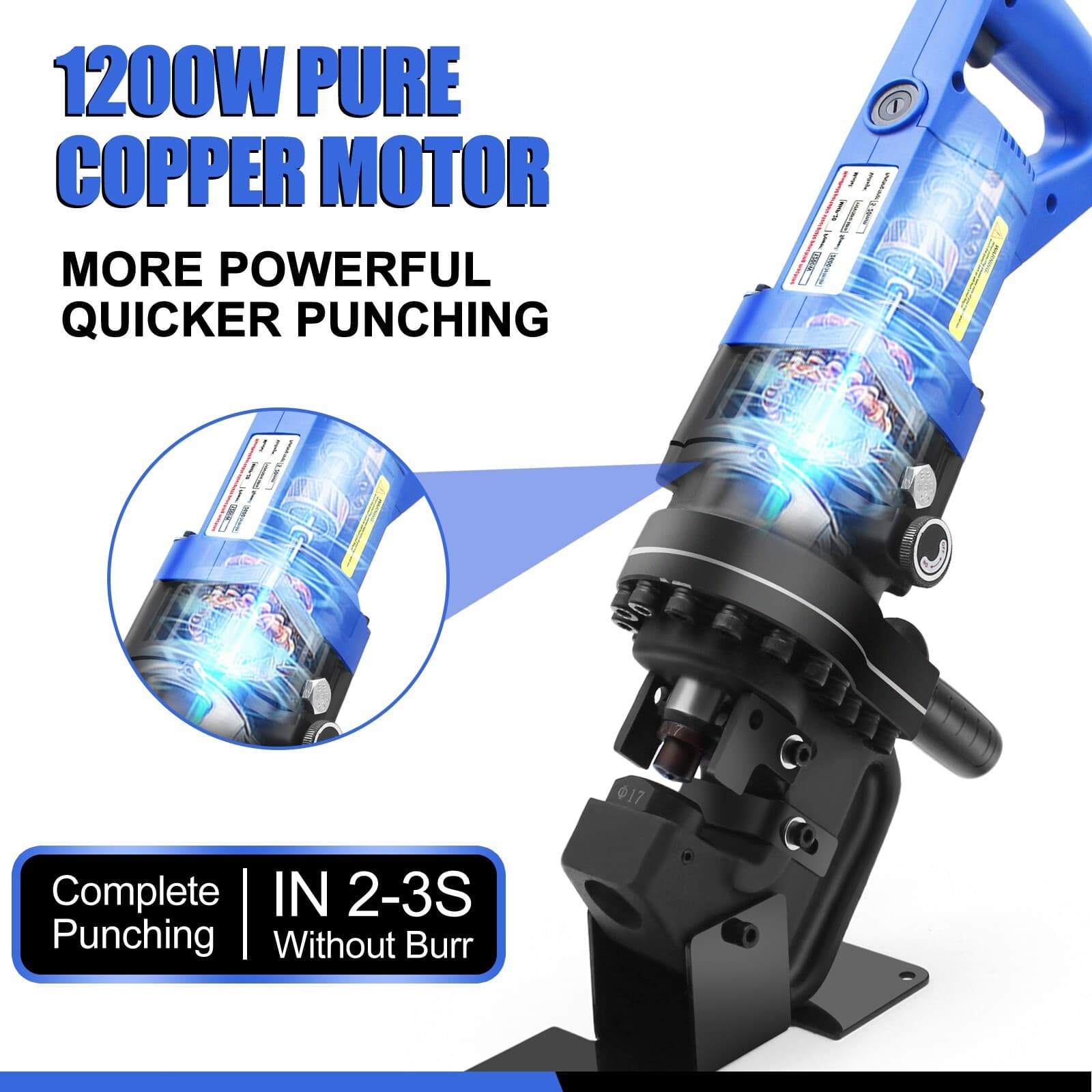 1200W Electric Hydraulic Hole Punch for Metal/Steel,with Die Φ1/4" 3/8" 1/2" 5/8 3