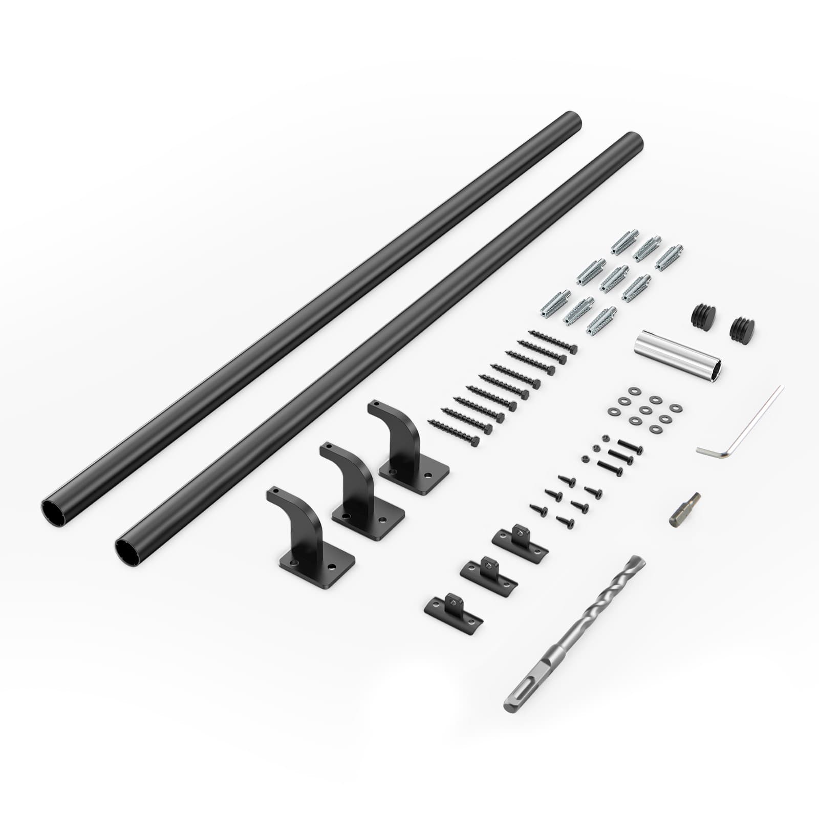 Uimoso 6ft Black Aluminum Stair Handrail Wall-Mounted for Indoor and Outdoor