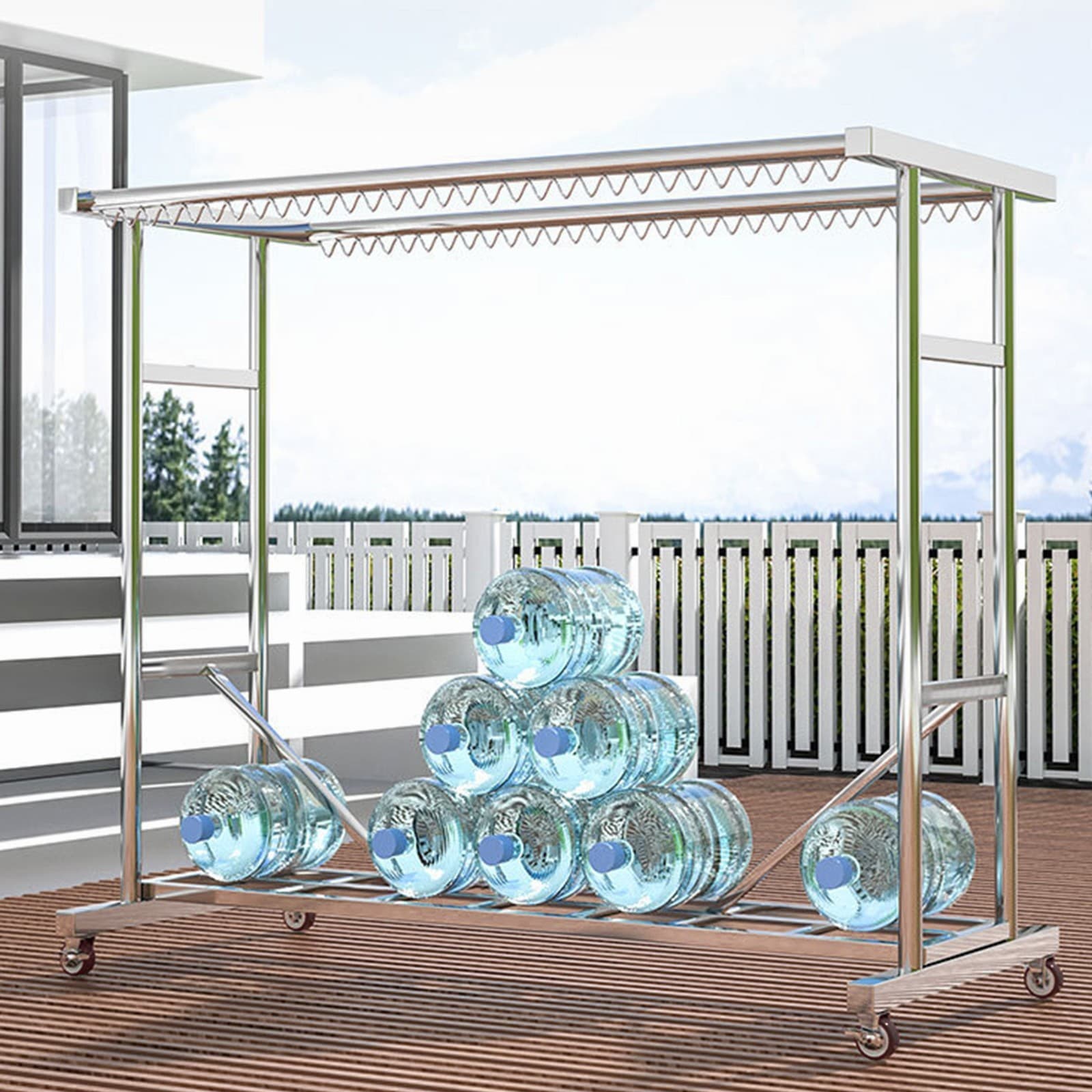 Heavy Duty Clothing Garment Rack Rolling Clothes Organizer Double Rails Hanging 3