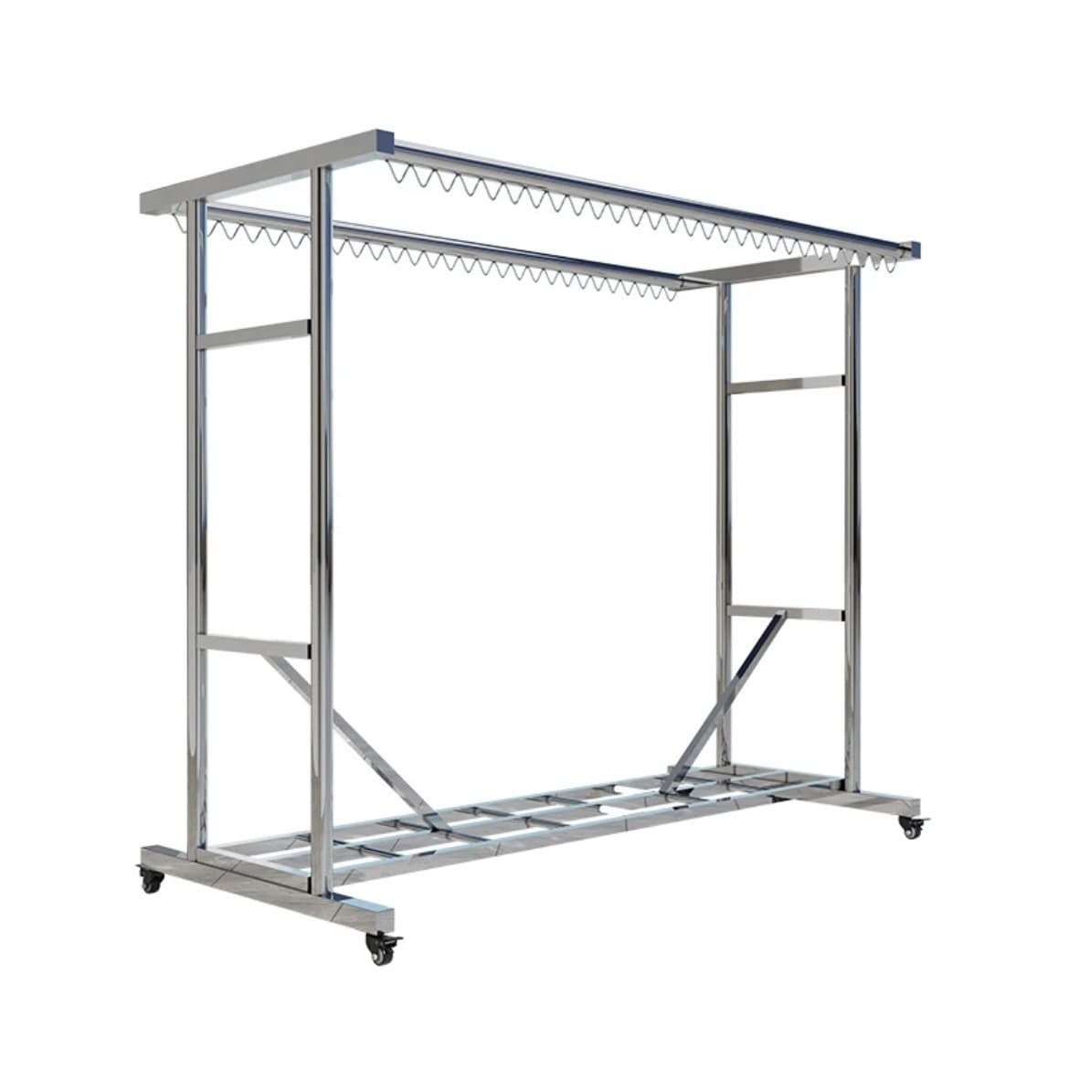 Heavy Duty Clothing Garment Rack Rolling Clothes Organizer Double Rails Hanging 4
