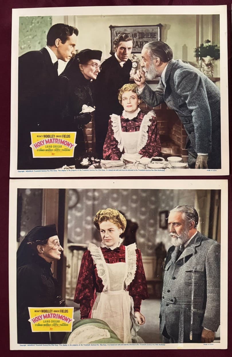 HOLY MATRIMONY LOBBY CARDS (2) 1943 MONTY WOOLLEY GRACIE FIELDS