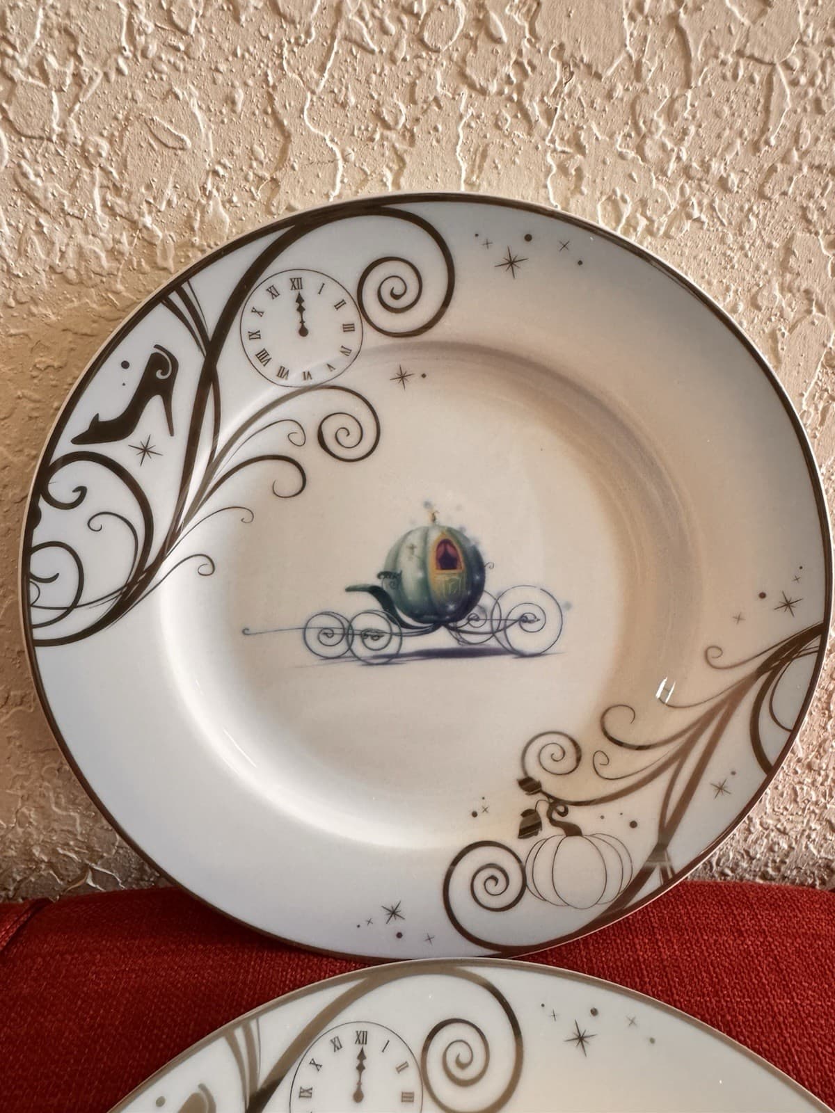 Disney Princess Cinderella Salad Plates Set Of 2 Silver Swirls Hand Wash Only 3