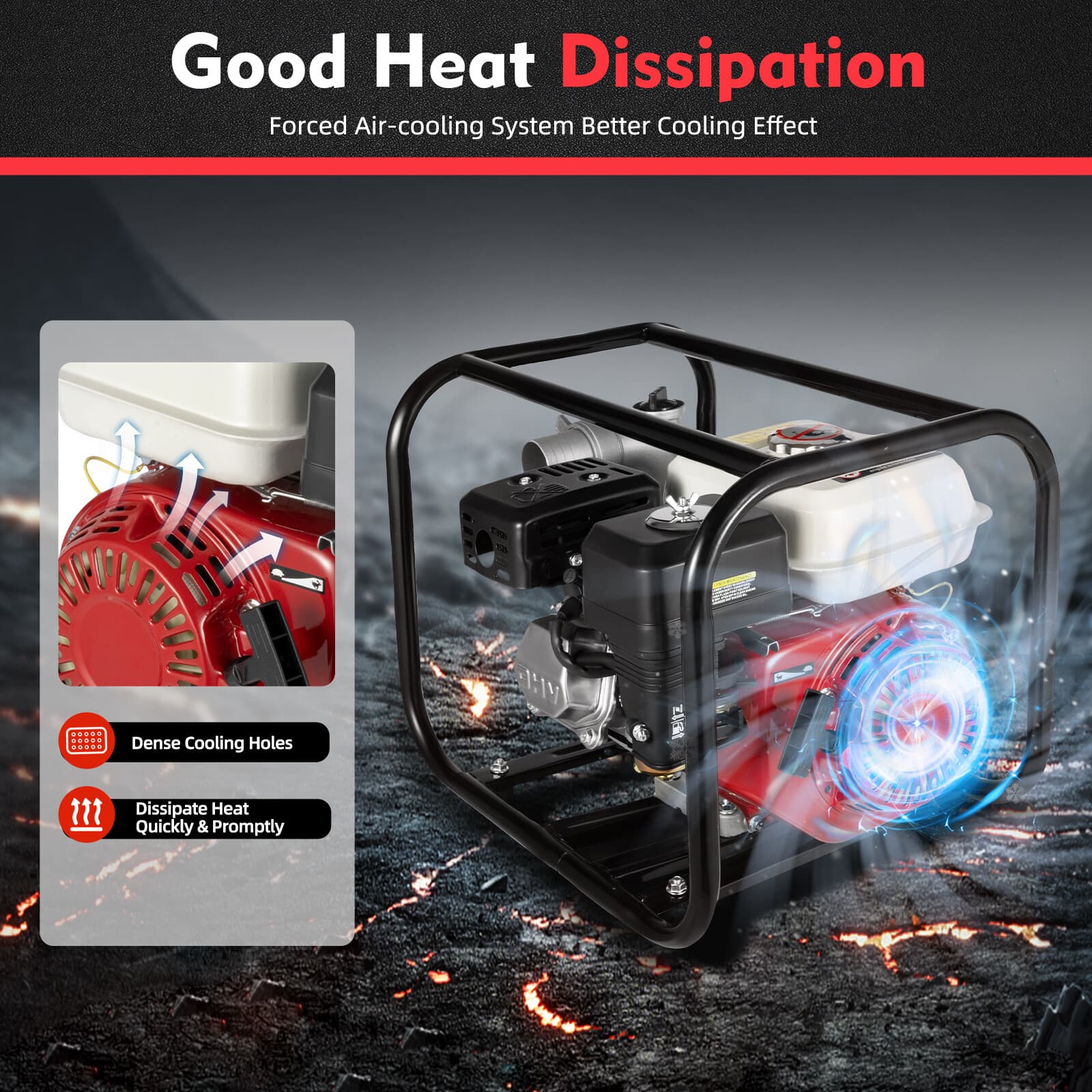 2" Inch 6.5HP Gas Water Semi Trash Pump Gas-Power Water Irrigation Transfer Pump 2