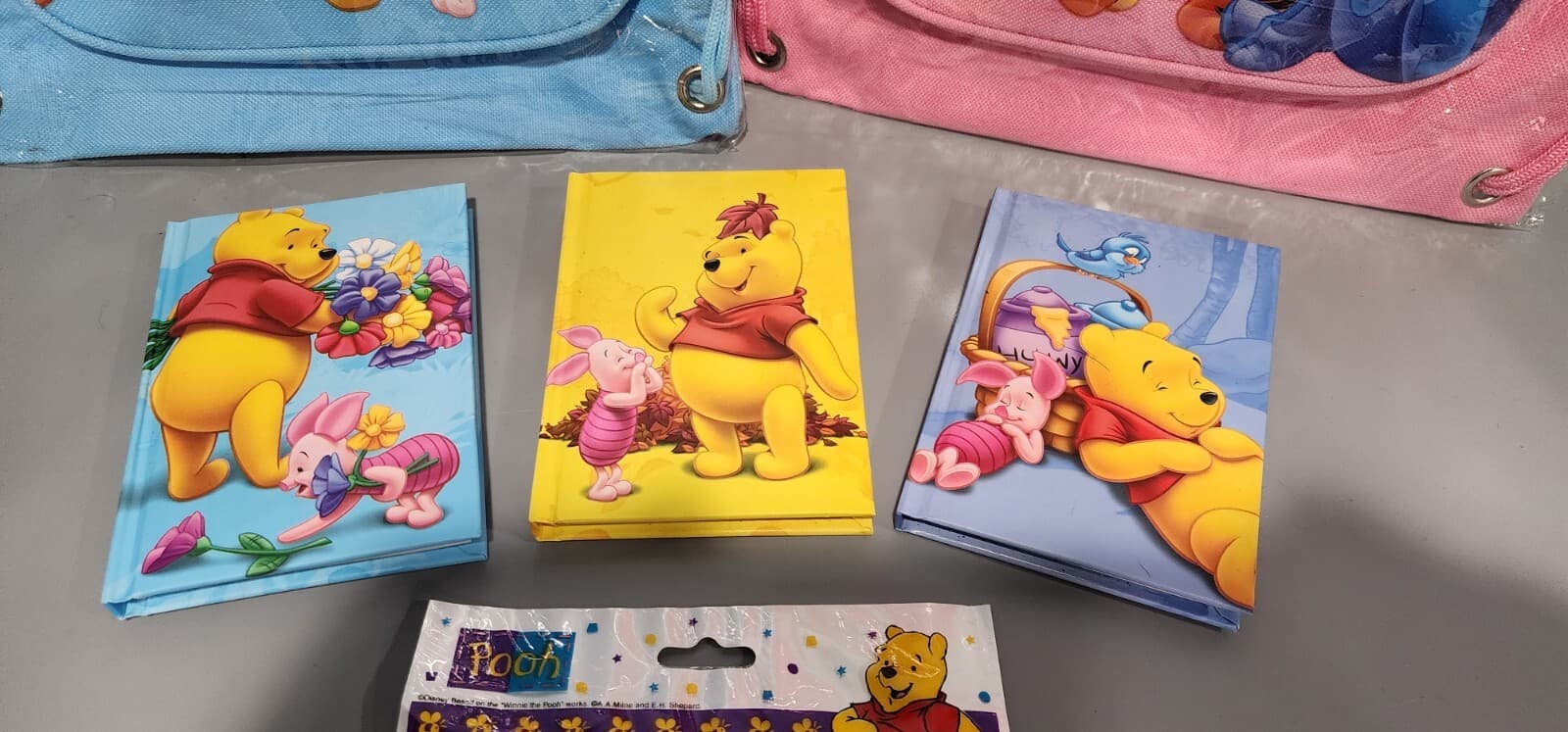 2 Disney Licensed Winnie the Pooh Drawstring Backpack Sling w/ Address Books  4