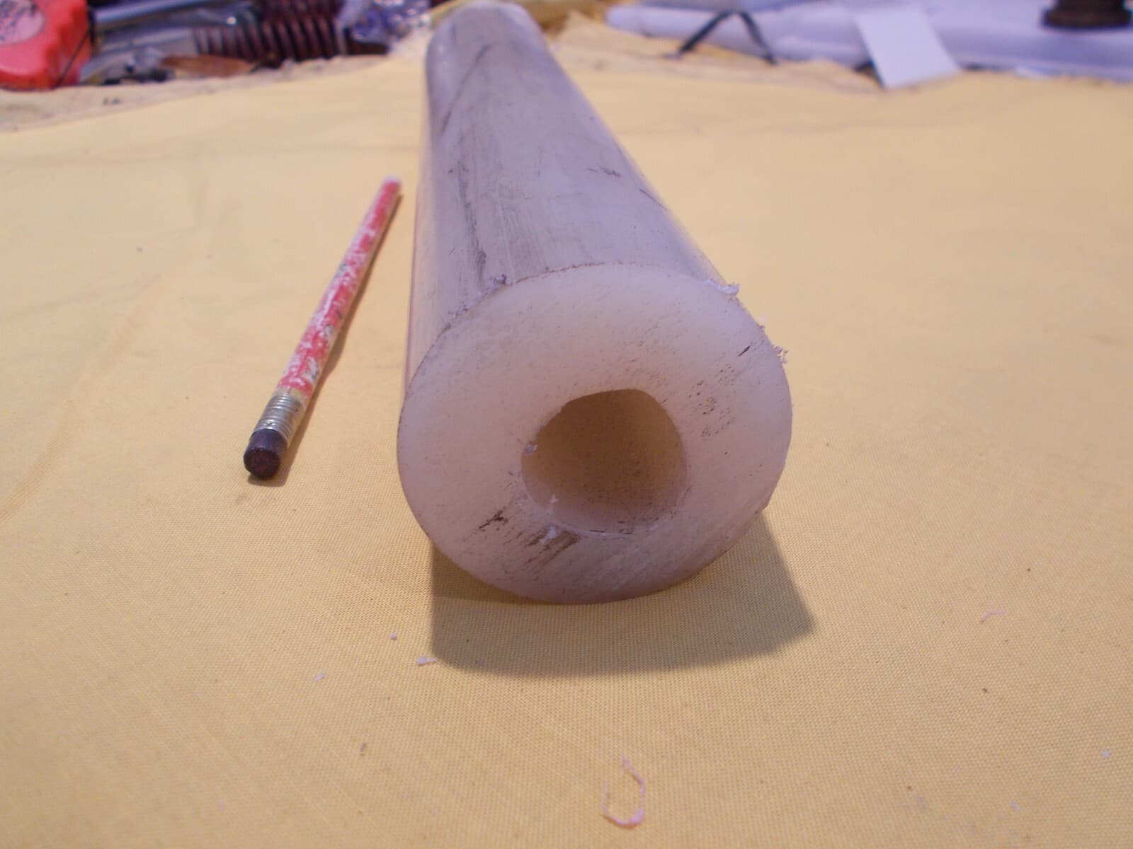 1/2 PRICE NYLON TUBE plastic round rod bushing stock 2" OD x 1-1/4" ID x 12 LONG 2