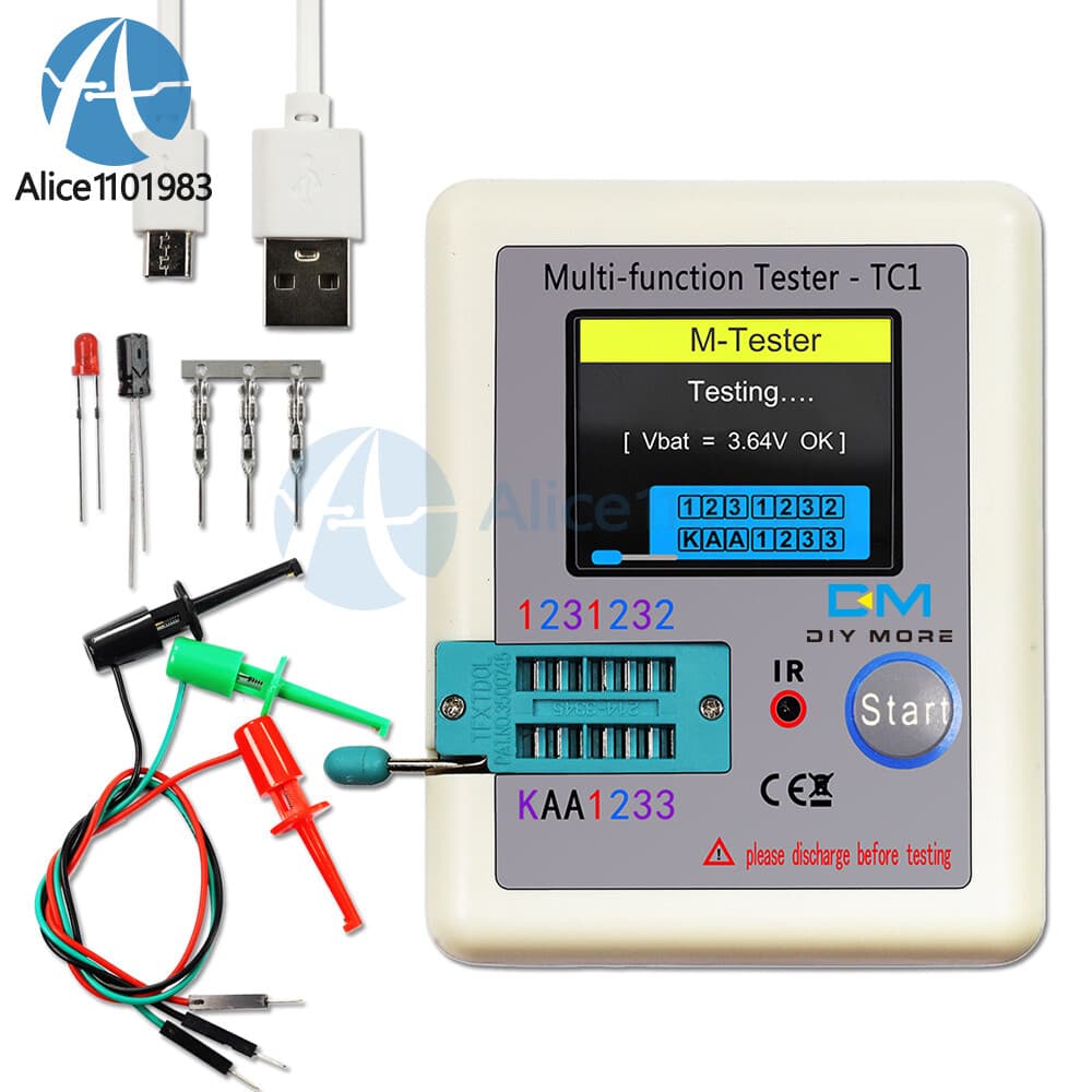 LCR-TC1 Transistor Tester Diode Capacitance Meter LCR ESR NPN PNP MOSFET Test