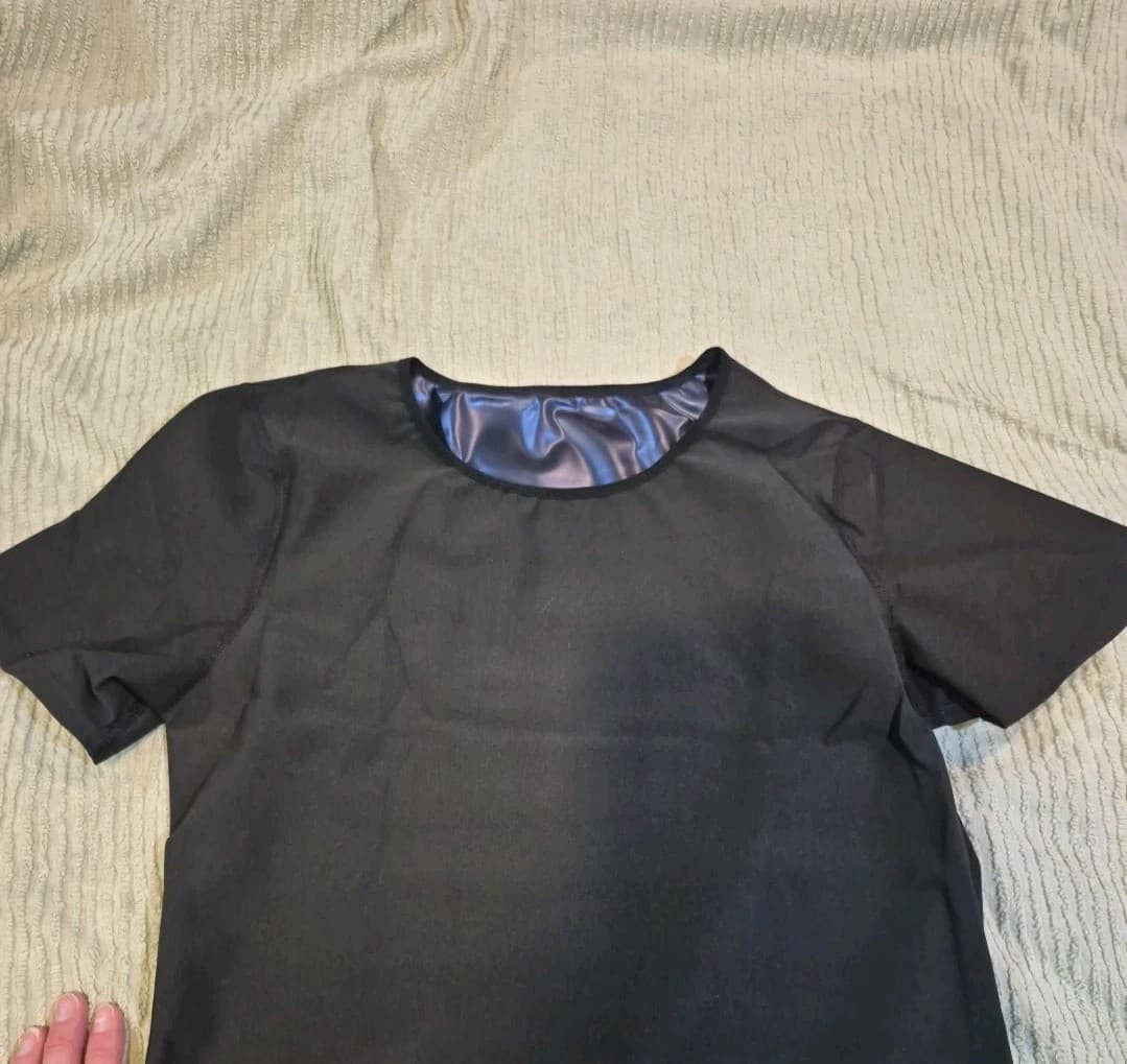 Men’s Sauna Sweat Shirt Black Small, Fitness, Workout, Short Sleeve 2