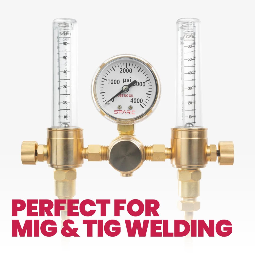 SPARC Dual Output Argon Welding Flow Meter + Regulator 0-60 CFH CGA-580 MIG TIG