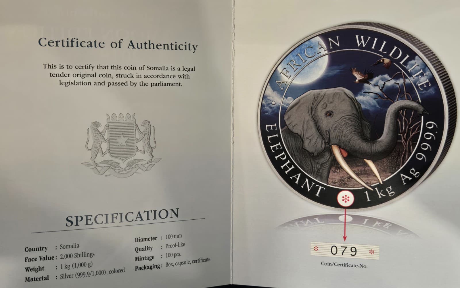 2018 Somalia 1 Kilo Silver Elephant Giant Moon 4