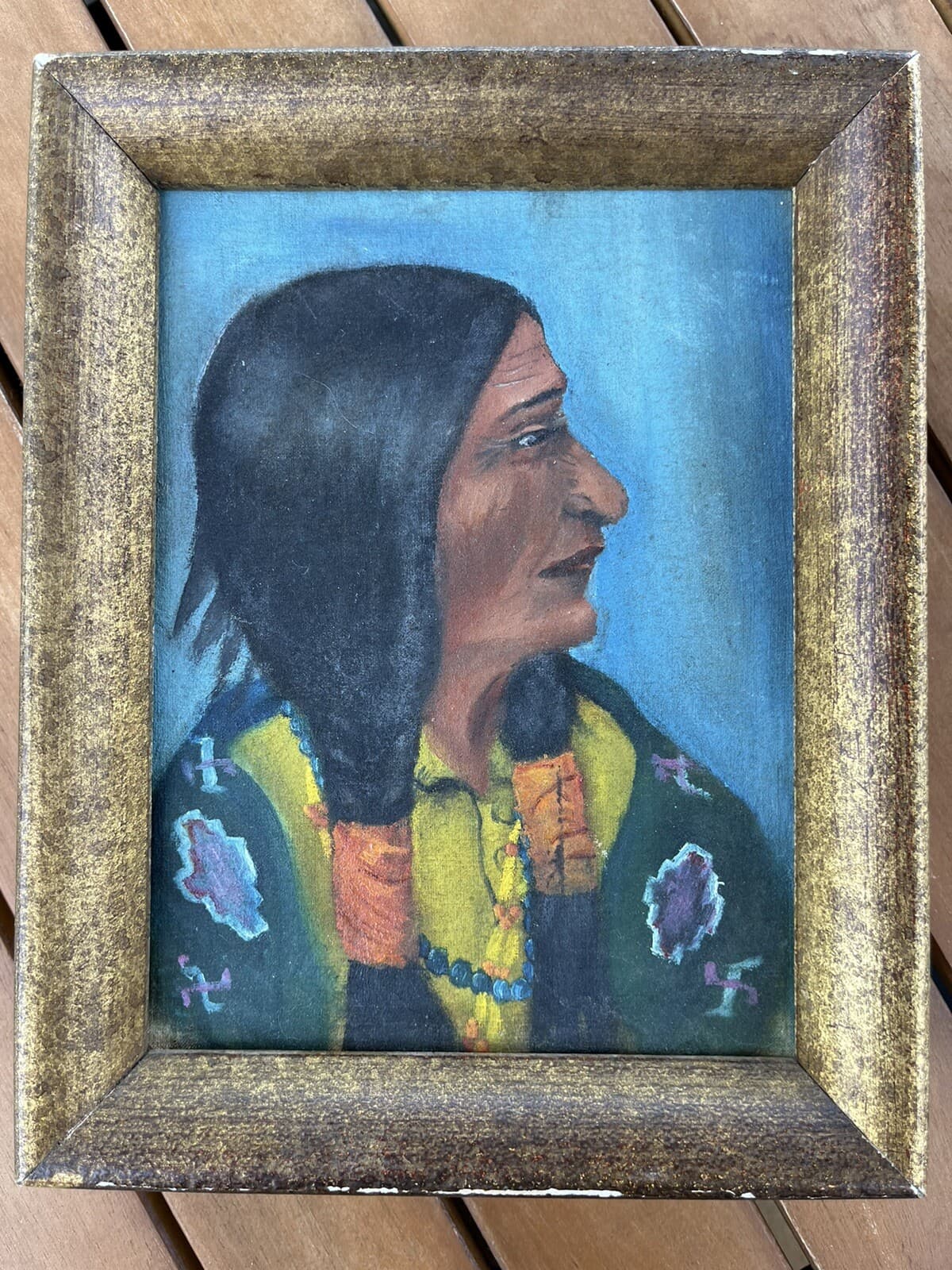 Original Antique Native American Portrait - Oil Painting - 19th C. /Early 1900's 2