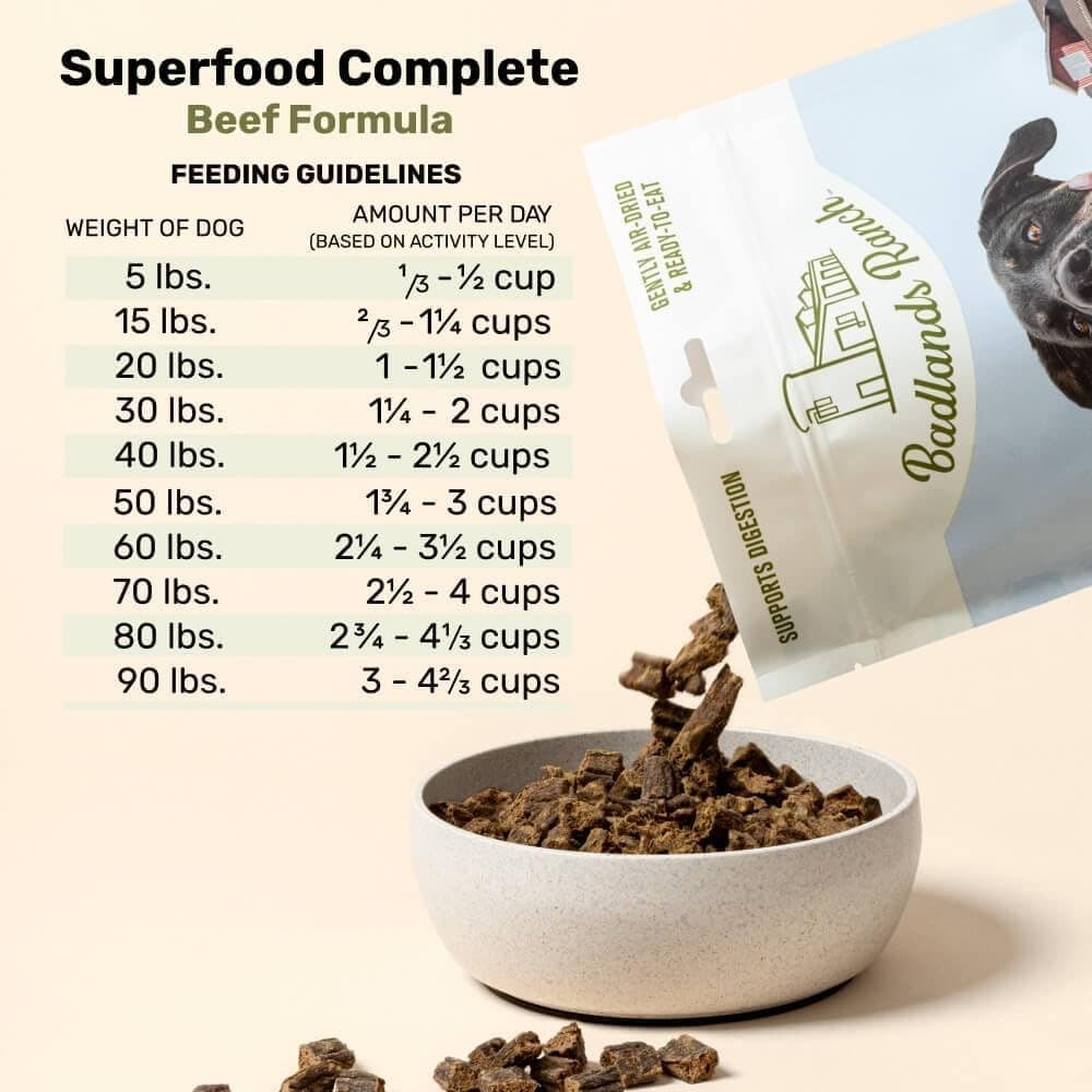 2 Pack Badlands Ranch Superfood Complete Beef Adult Dog Food, 24oz each bag 2