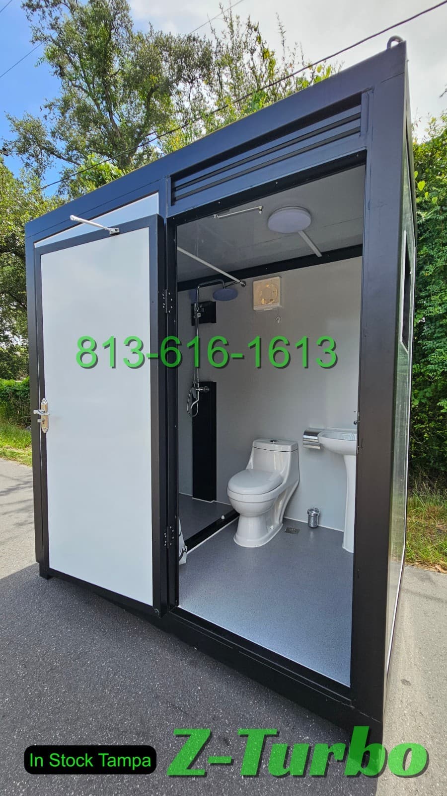 New  Economical Steel Frame Semi-permanent Portable Shower Toilet Combo Bathroom 2