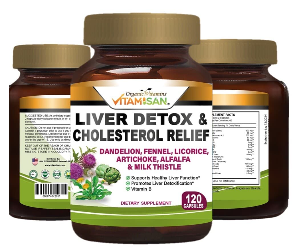 Liver Cleanse Detox Milk Thistle Extracts Silymarin, Artichoke, Dandelion, Vit B 2