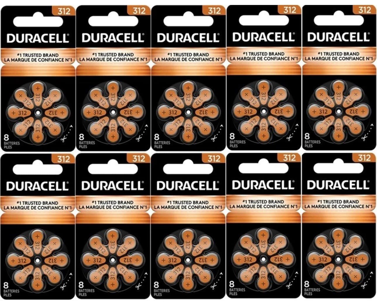 Duracell Activair Hearing Aid Batteries: Size 312 (80 Batteries) Exp 2029