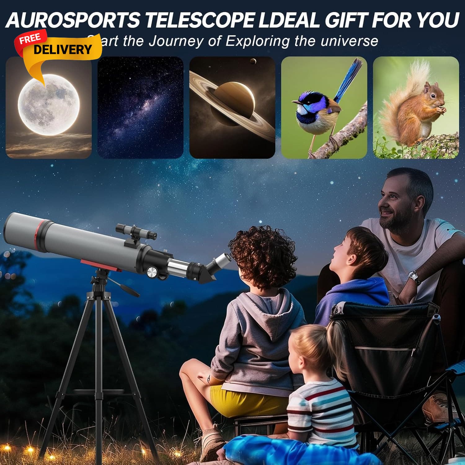 Telescope for Adults High Powered 90Mm Aperture 600Mm Refractor Telescope 6
