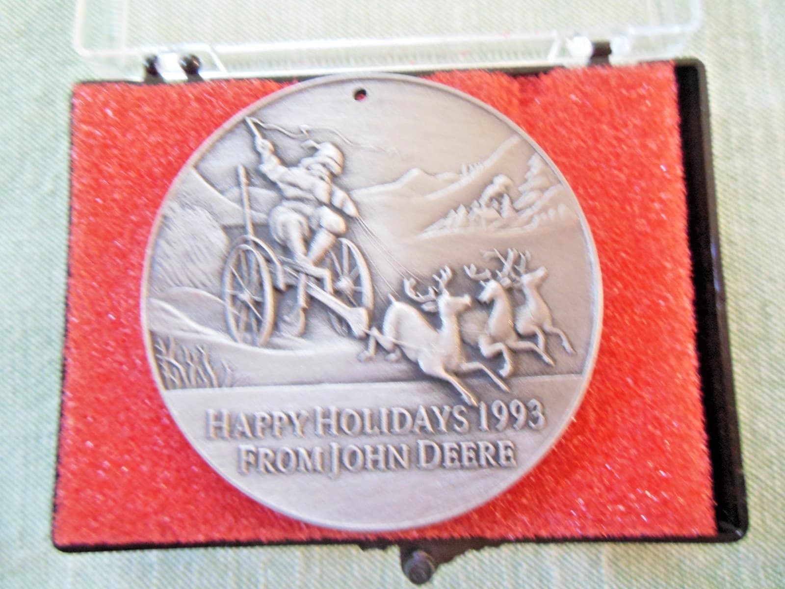 Vintage "Happy Holidays 1993 from John Deere" Ltd Edition Pewter Ornament - NIB 3