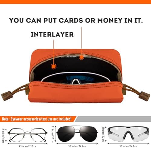 Extra Large Tactical Molle Sunglasses Case Anti-Shock Semi-hard Orange 2