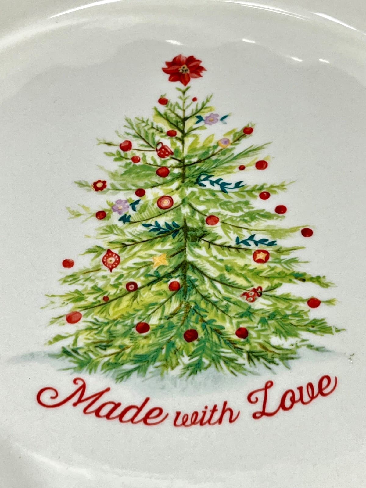PIONEER WOMAN Baking Pie Dish Stoneware Ruffle ‘Made With Love’ Christmas Tree 2
