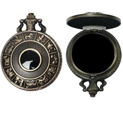 Obsidian Scrying Mirror, Natural Healing Crystal Obsidian Mirror Pocket Watch-3 2
