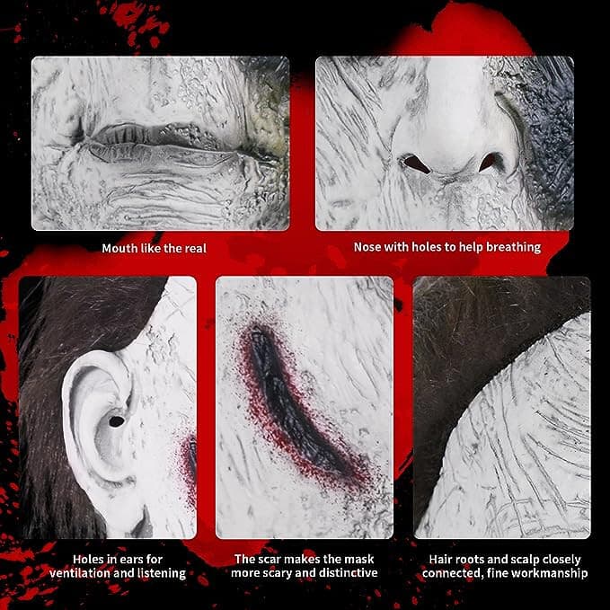 Michael Myers Mask w/Blood Knife 2 pieces Set Scary Horror Cosplay Costume Prop 4