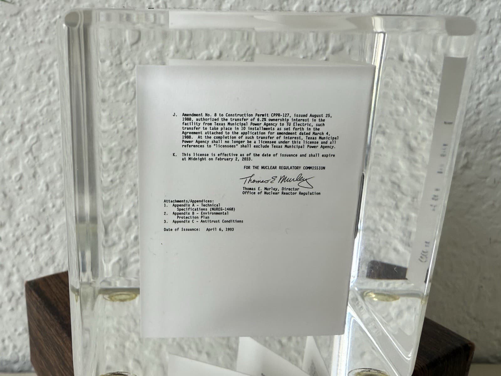 U.S. Nuclear Regulatory Commission Power Plant Texas Paperweight 2.25” Vintage 5