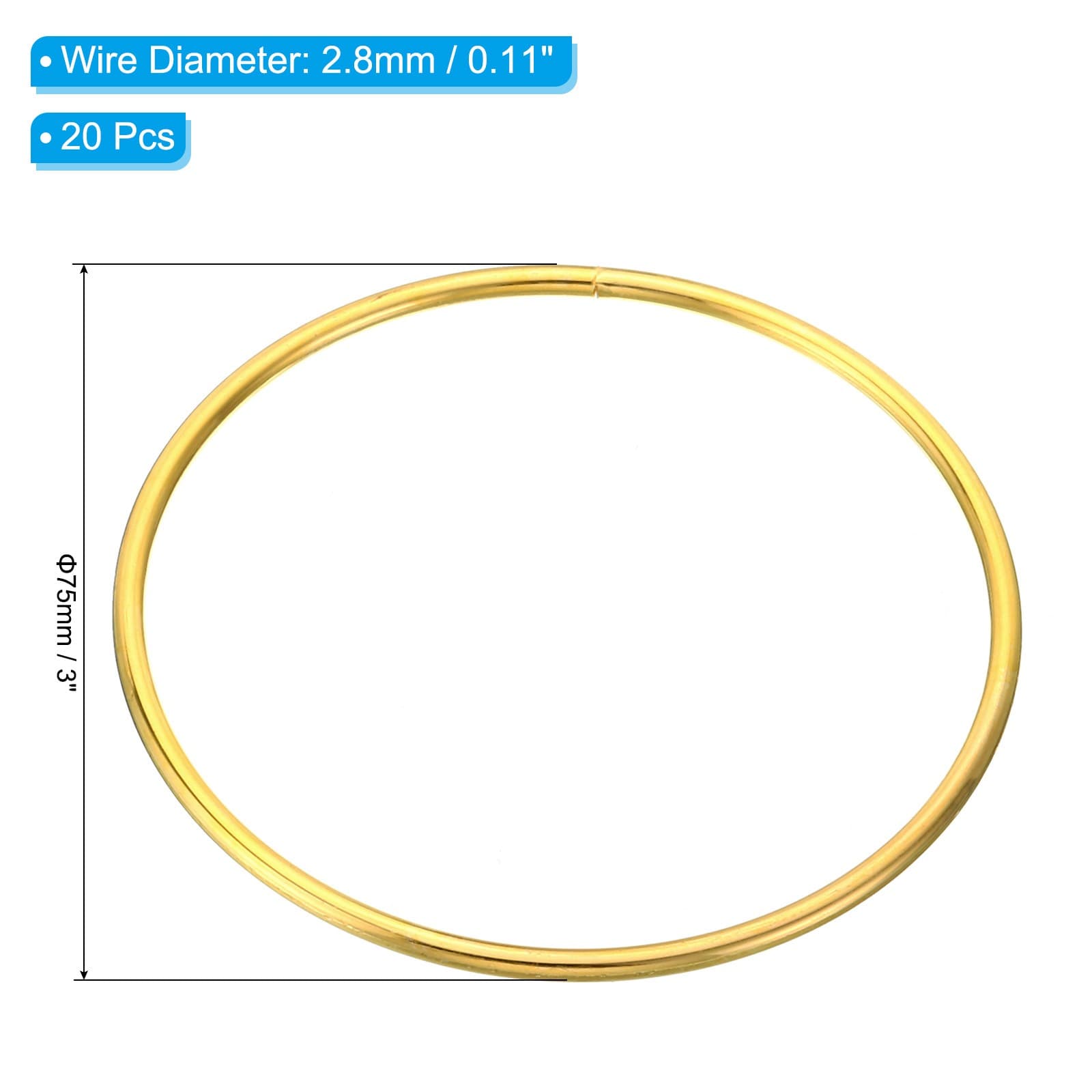 20Pcs 3 Inch Dream Catcher Rings Metal Macrame Wreath Floral Round Ring Hoop 2