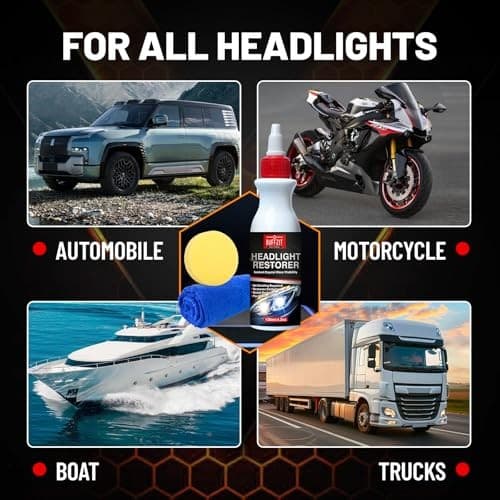 Headlight Cleaner & Restoration Kit, Instantly Removes Oxidation, Yellowing,  6