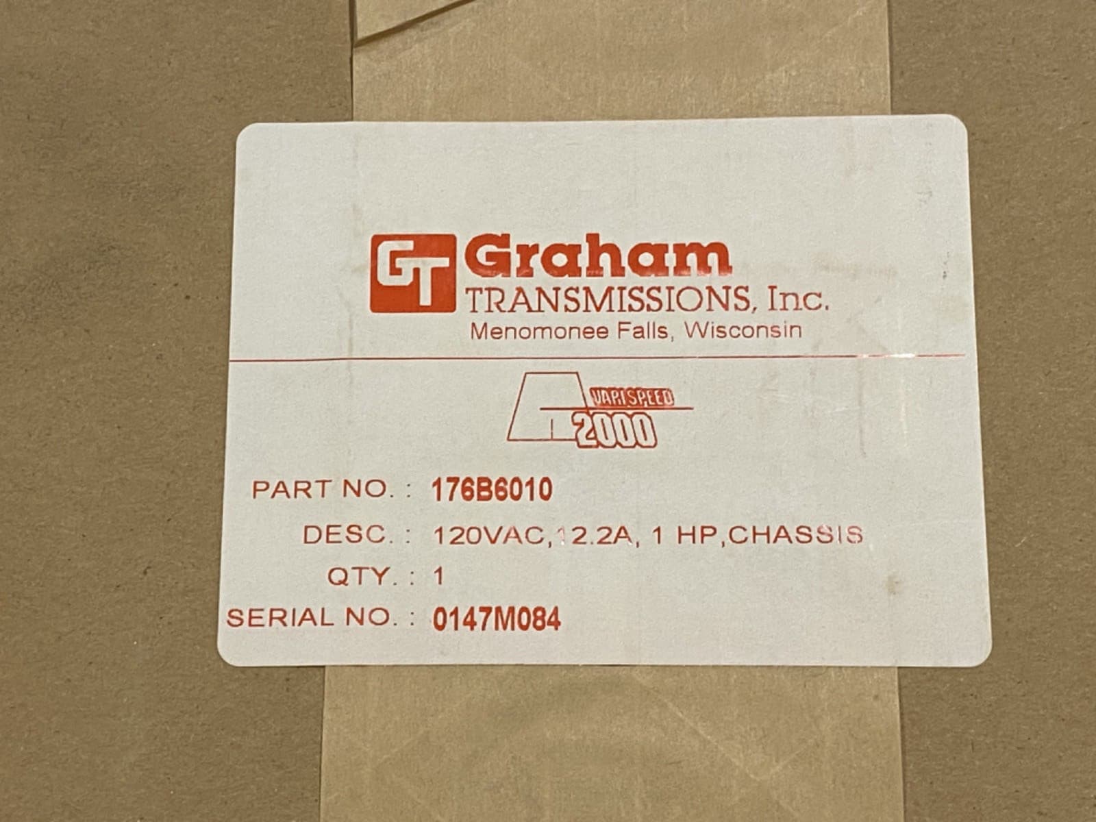 NEW GRAHAM Transmissions Varispeed A2000 176B6010 Motor Speed Controller 2