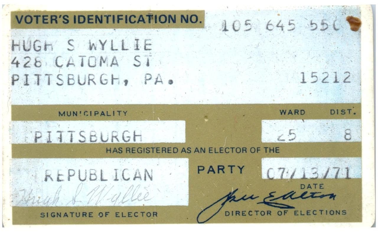 Pennsylvania Voter's Identification Card 1971