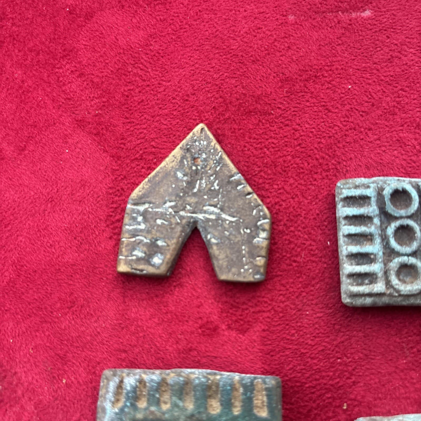 7 VintageBRASS AFRICAN ASHANTI AKAN GEOMETRIC GOLD WEIGHTS 1400-1720 AD 4-20g  5