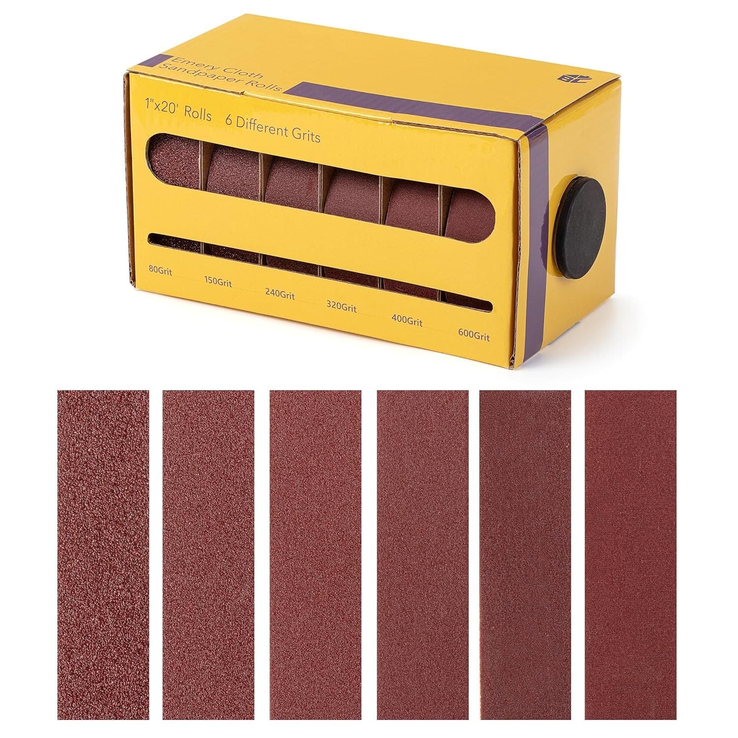 1" x 20 Ft Emery Cloth Roll 80/150/240/320/400/600 Grit Abrasive Sandpaper Roll 6