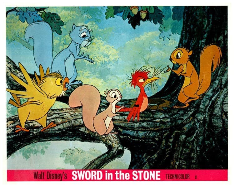 Sword In The Stone Original Lobby Cards 1963 Walt Disney Animation Squirrels 