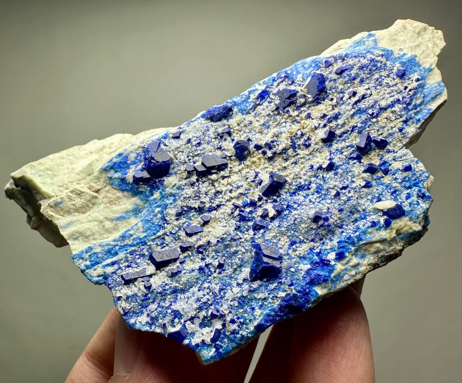 240 Gr. Full Terminated Rare Top Blue Hauyne Crystals Cluster On Matrix @Afg 5