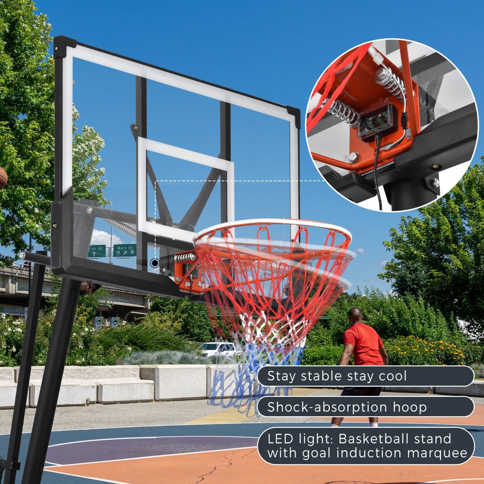 8-10FT Portable Basketball Hoop Goals System Height Adjustable for Youth/Adults 6