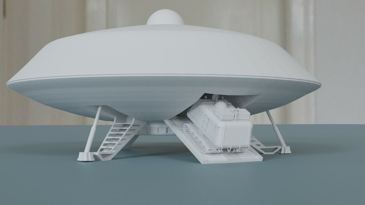 Lost In Space Jupiter 2 Spaceship w/ ramp and Chariot 3D Printed Lunar Moebius