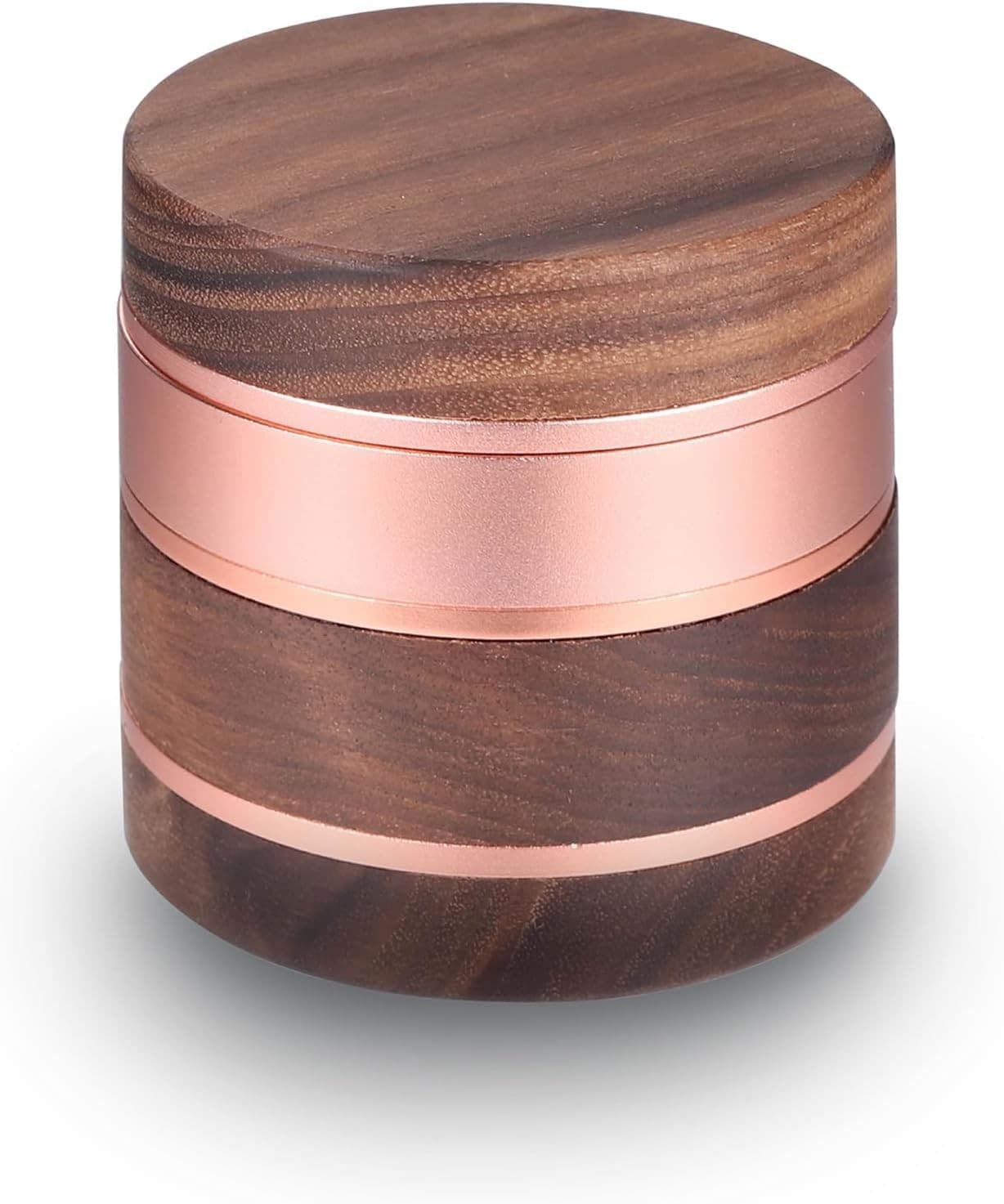 2.5inch Walnut Solid Wood Metal Herbal Herb Spice Grinder Crusher in RoseGold