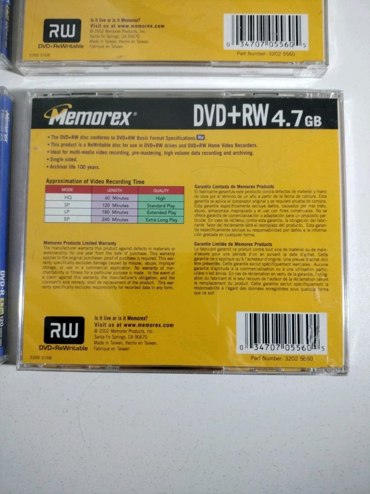 Memorex 2) DVD+RW and 2) DVD-R new Sealed 4.7 GB 120 minute Video 3