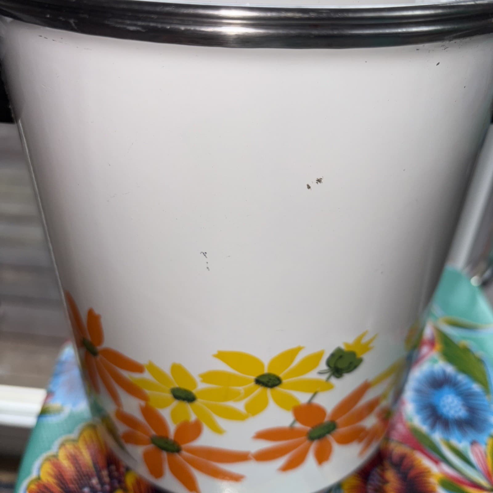 Vintage Ekco Country Garden Porcelain Cookware 5 Qt Steamer Pot 1970’s Flowers 5