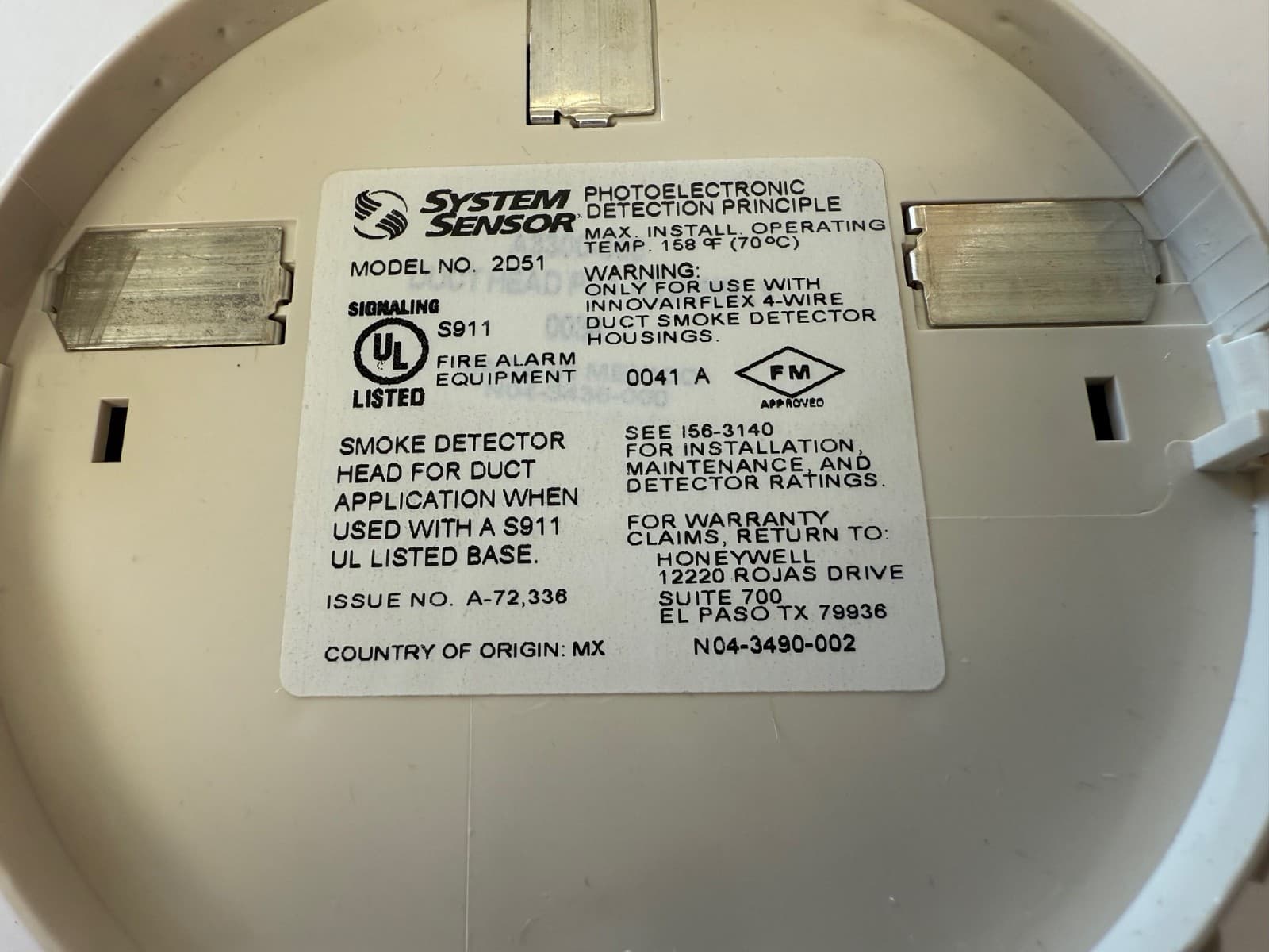 SYSTEM SENSOR 2D51 PHOTOELECTRIC SMOKE DETECTOR  NEW OPEN BOX 3