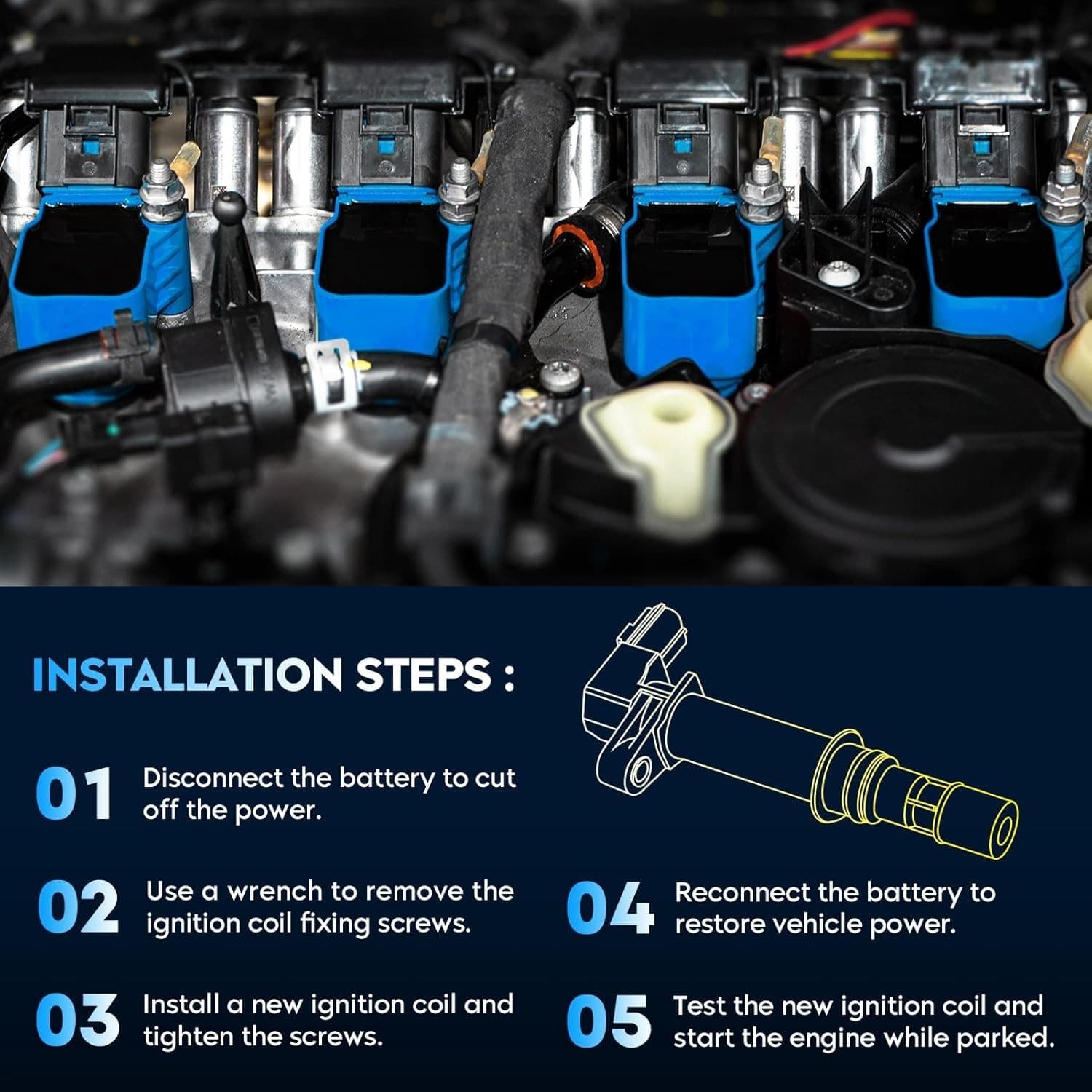 Ignition Coil Pack + Iridium Spark Plugs w/Ignition Wire for 1996-2002 Toyota... 3