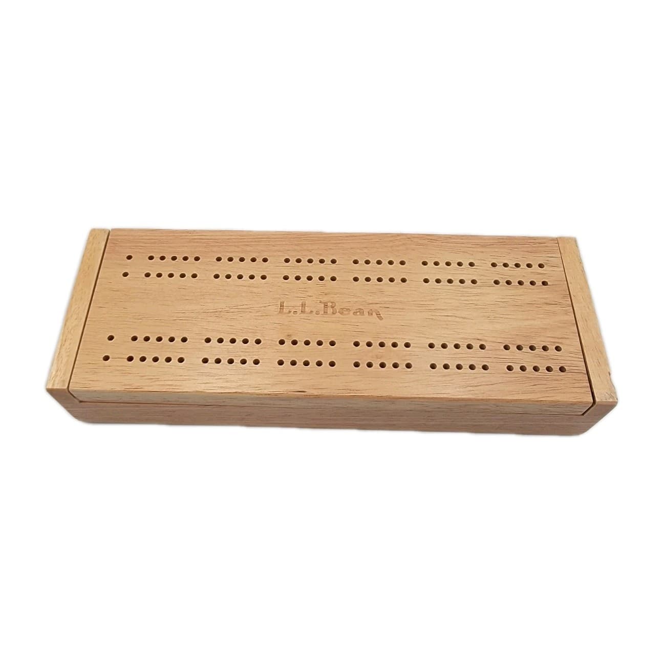 LL Bean Travel Cribbage Board Wooden with Pin Storage 2
