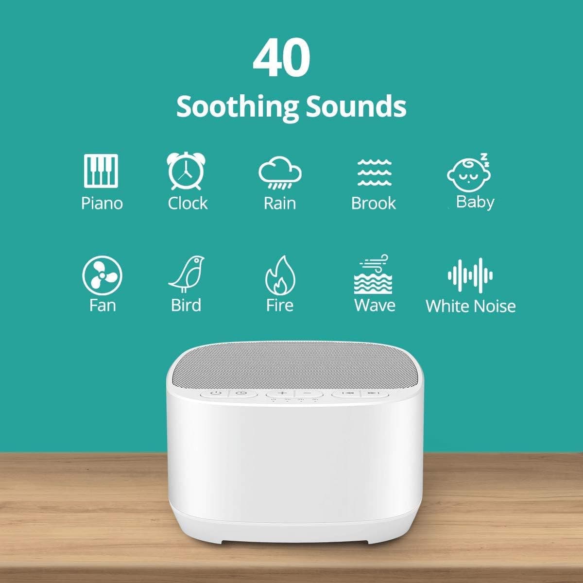 Magicteam Sleep Sound White Noise Machine with 40 Natural Soothing Sounds and Me 2
